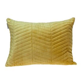 Quilted Velvet Zig Zag Decorative Lumbar Pillow (Color: Yellow)