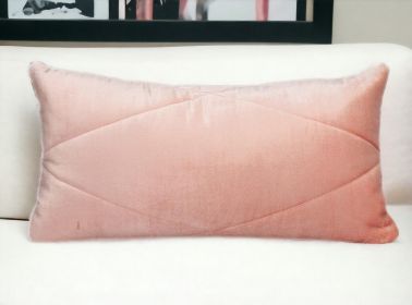 12" X 24" Velvet Lumbar Throw Pillow (Color: Pink Diamond)