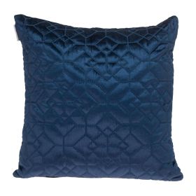 Quilted Velvet Geo Decorative Throw Pillow (Color: Navy)