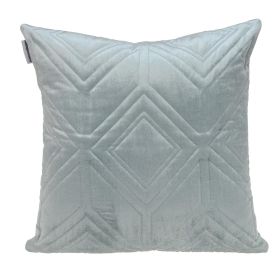 Quilted Diamonds Velvet Solid Color Throw Pillow (Color: Gray)
