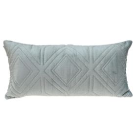 Quilted Diamonds Velvet Solid Color Lumbar Pillow (Color: Gray)