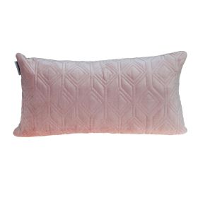 Tufted Diamonds Velvet Lumbar Accent Pillow (Color: Rose Gold)
