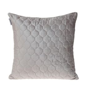 Tufted Velvet Quilted Throw Pillow (Color: Taupe)