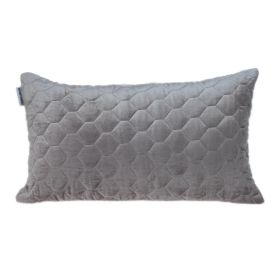 Tufted Velvet Quilted Lumbar Throw Pillow (Color: Taupe)