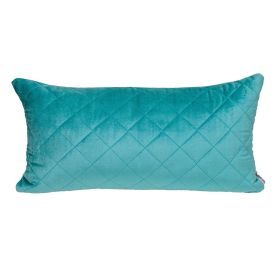 Tufted Diamond Transitional Lumbar Pillow (Color: Aqua)