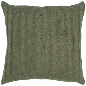 18" Cotton Throw Pillow (Color: Olive)