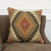 18" Geometric Jute Wool Blend Throw Pillow