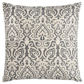 22" Cotton Throw Pillow (Color: Light Gray)