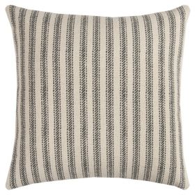 Natural Ticking Stripe Throw Pillow (Color: Gray)