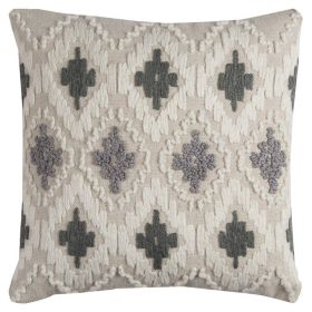 Classic Ikat Pattern Throw Pillow (Color: Gray/Beige)