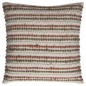 Nubby Texture Bands Throw Pillow (Color: Brown/Beige)