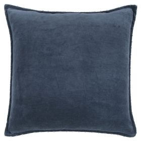 Solid Pearl Beaded Edge Throw Pillow (Color: Indigo)