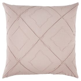 Pin Tuck Diamond Pattern Throw Pillow (Color: Blush)
