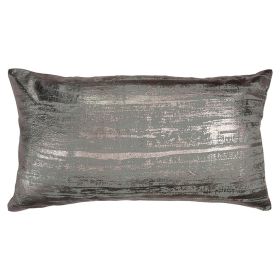Distressed Brush Stroke Lumbar Pillow (Color: Silver)