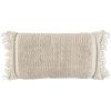 Braided Stripe Macrame Fringe Lumbar Pillow