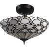 Two Light Tiffany Style Semi Flush Dimmable Ceiling Light