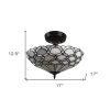 Two Light Tiffany Style Semi Flush Dimmable Ceiling Light