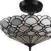 Two Light Tiffany Style Semi Flush Dimmable Ceiling Light