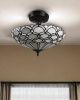 Two Light Tiffany Style Semi Flush Dimmable Ceiling Light