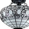 Tiffany Style Two Light Glass Dimmable Semi Flush Ceiling Light