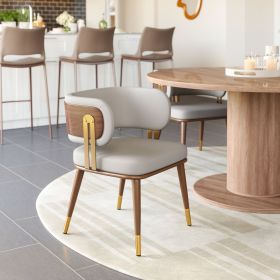 Brew Dining Chair (Color: Beige & Walnut)