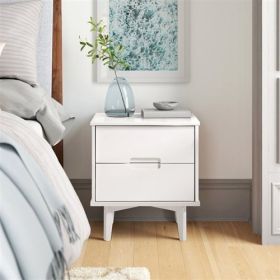 FarmHouse 2 Drawer Solid Wood Nightstand (Color: White)