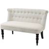 Scandinavian 2 Seater Button Tufted Loveseat Wooden Legs