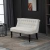 Scandinavian 2 Seater Button Tufted Loveseat Wooden Legs