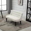 Scandinavian 2 Seater Button Tufted Loveseat Wooden Legs