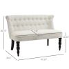 Scandinavian 2 Seater Button Tufted Loveseat Wooden Legs