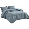 Oversized Blue Ruffled Edge Microfiber Comforter Set