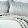 Aqua Blue and Grey Lightweight Polyester Fabric 3 Piece Quilt Set