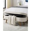 Mid-Century Modern Boho Style Linen Bedroom Storage Bed Bench