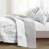 Floral Lightweight Thin Cotton Polyester Fabric 3-Piece Quilt Set