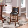 Counter Height Barstool Wood Finish with Black Padded Swivel Seat