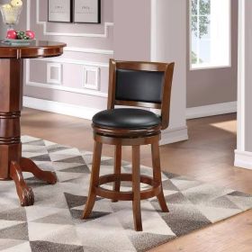 Counter Height Barstool Wood Finish with Black Padded Swivel Seat (Color: Cherry)