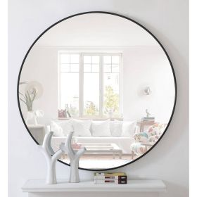 Round Wall Mirror in Black - Living Room Bedroom Accent Bathroom Mirror (size: 42-Inch)