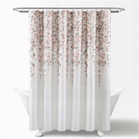 72-inch Floral Vines Flowers Shower Curtain (Color: Off-White Beige Peach Pink Grey)