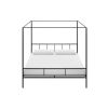 King size Metal Canopy Bed Frame with Headboard and Footboard