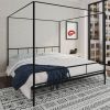 King size Metal Canopy Bed Frame with Headboard and Footboard