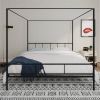 King size Metal Canopy Bed Frame with Headboard and Footboard