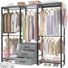 Heavy Duty Freestanding Garment Rack Closet Wardrobe with 3 Drawers