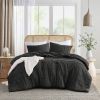 Pre-Washed Pleated Microfiber Comforter Set in Black