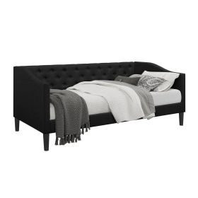 Twin size Modern Fabric Upholstered Button-Tufted Daybed (Color: Black)