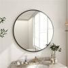 Round Circular Bathroom Wall Mirror with Black Frame
