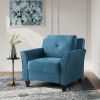 Microfiber Upholstered Armchair Flared Arm Chair with Tufted Back Cushion
