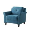 Microfiber Upholstered Armchair Flared Arm Chair with Tufted Back Cushion