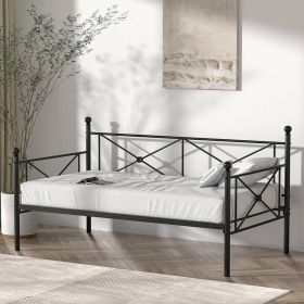 Twin size Classic Heavy Duty Metal Day Bed Frame (Color: Black Finish)