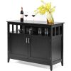 Wood 2-Door Dining Buffet Sideboard Cabinet with Open Storage Shelf