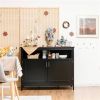 Wood 2-Door Dining Buffet Sideboard Cabinet with Open Storage Shelf